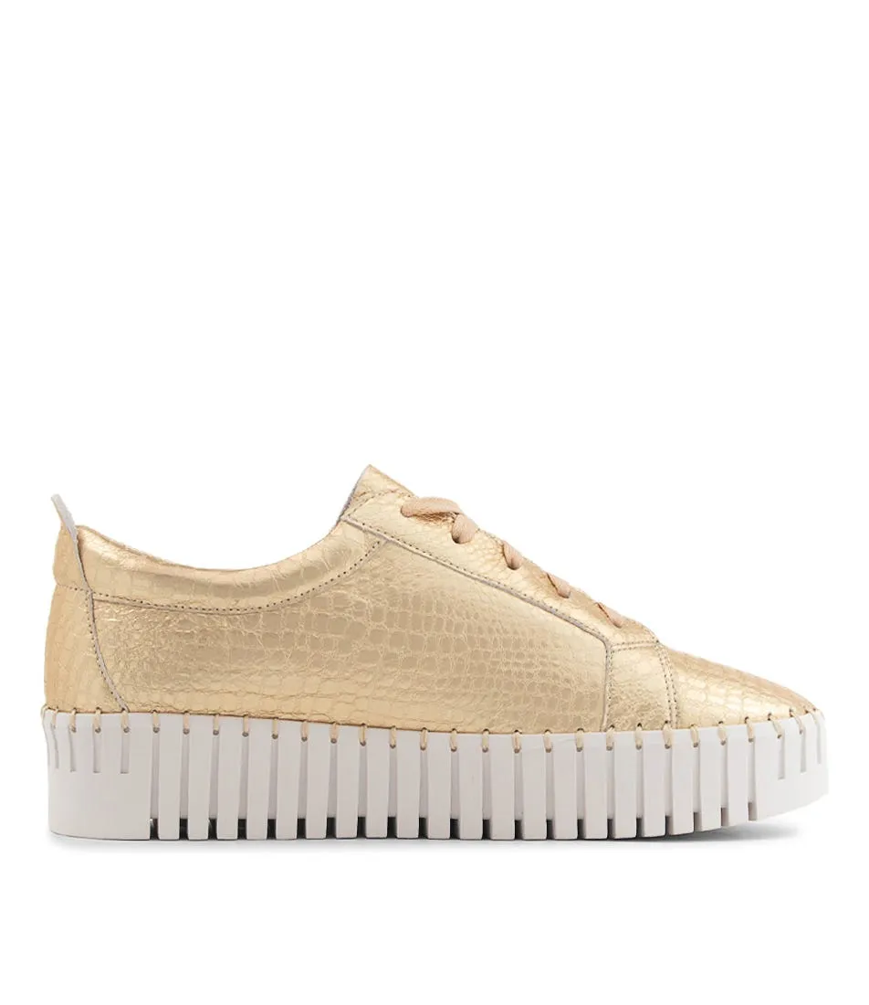 DJANGO & JULIETTE Bump Gold Croco Leather Sneakers Ws