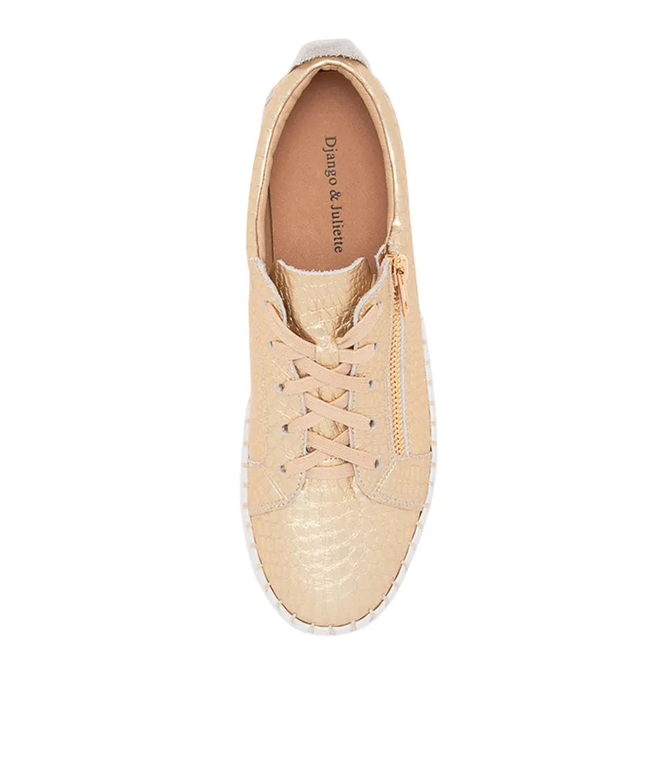 DJANGO & JULIETTE Bump Gold Croco Leather Sneakers Ws