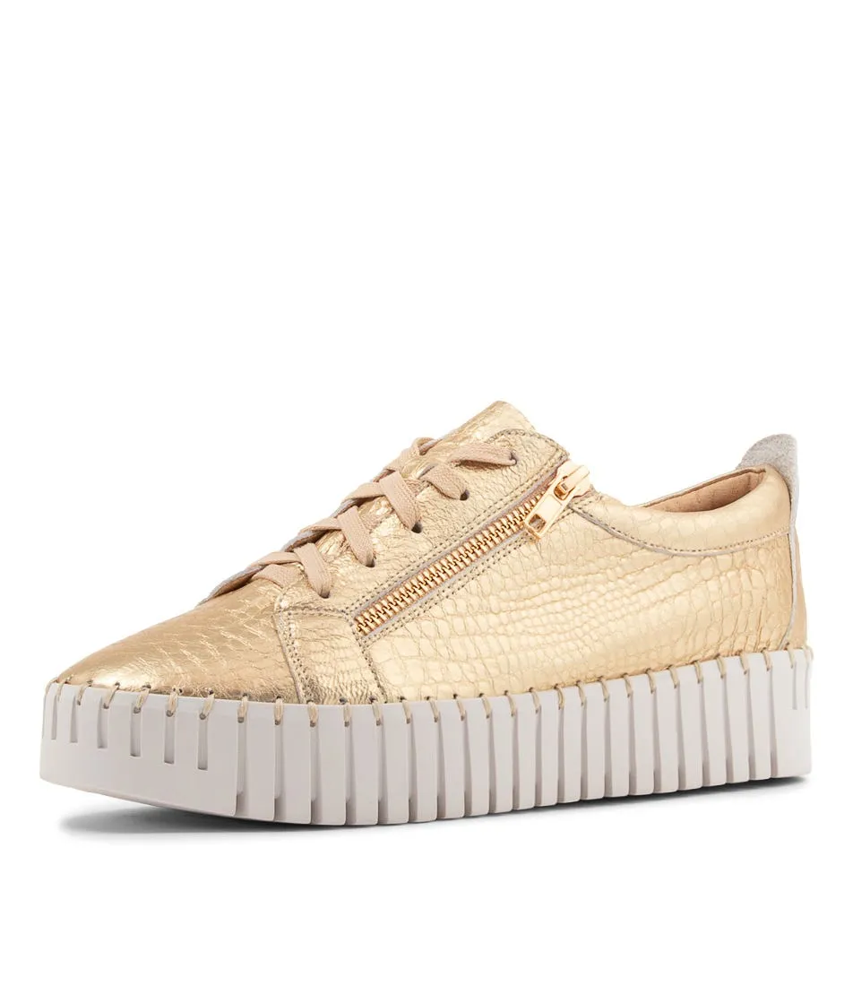 DJANGO & JULIETTE Bump Gold Croco Leather Sneakers Ws