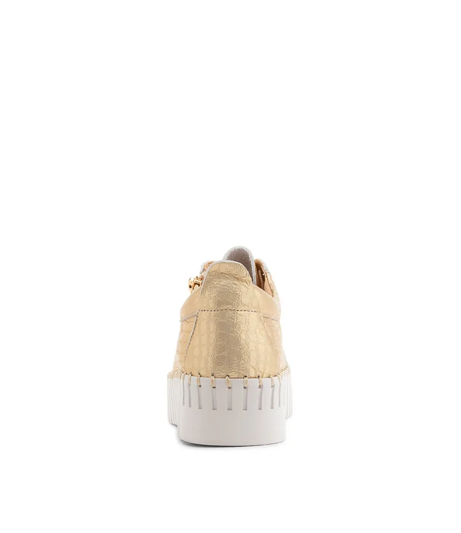 DJANGO & JULIETTE Bump Gold Croco Leather Sneakers Ws