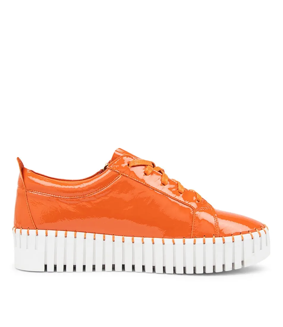 DJANGO & JULIETTE Bump Orange Patent Leather Sneakers Ws