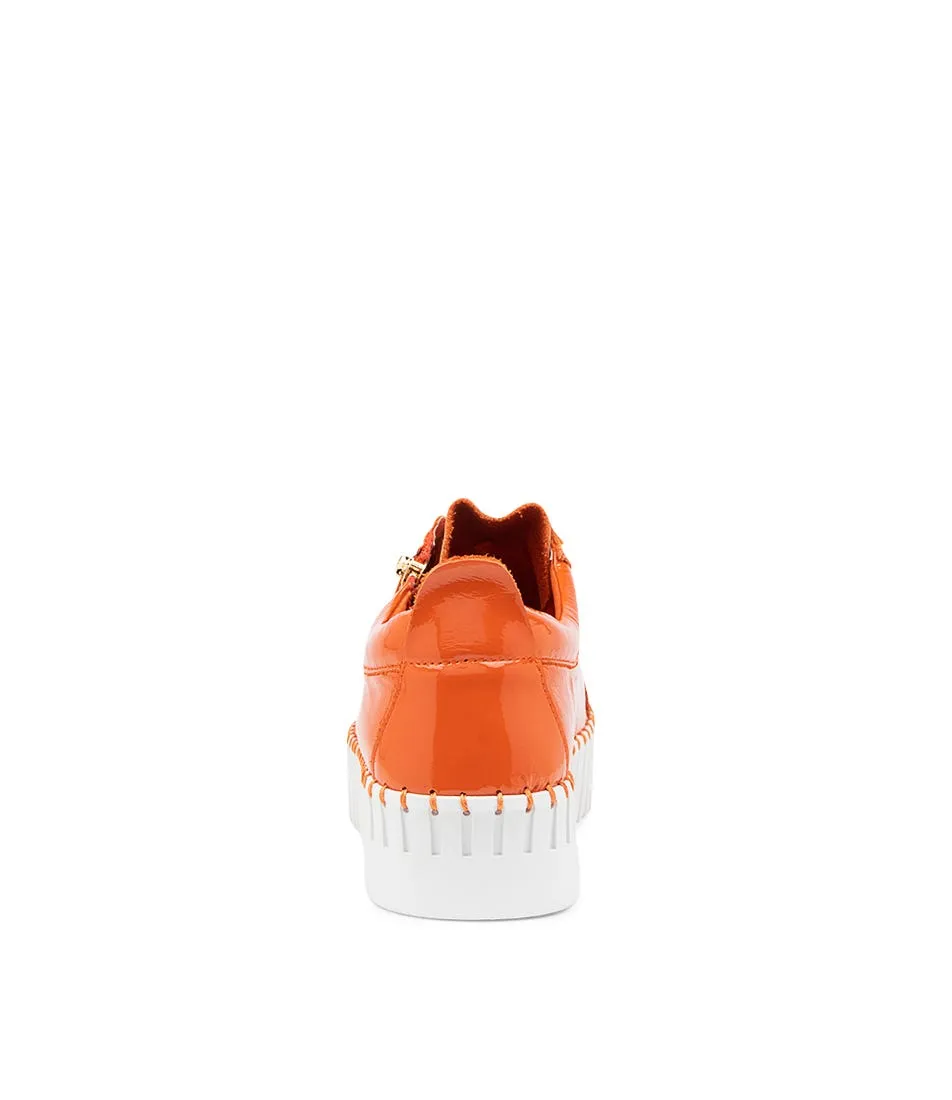 DJANGO & JULIETTE Bump Orange Patent Leather Sneakers Ws