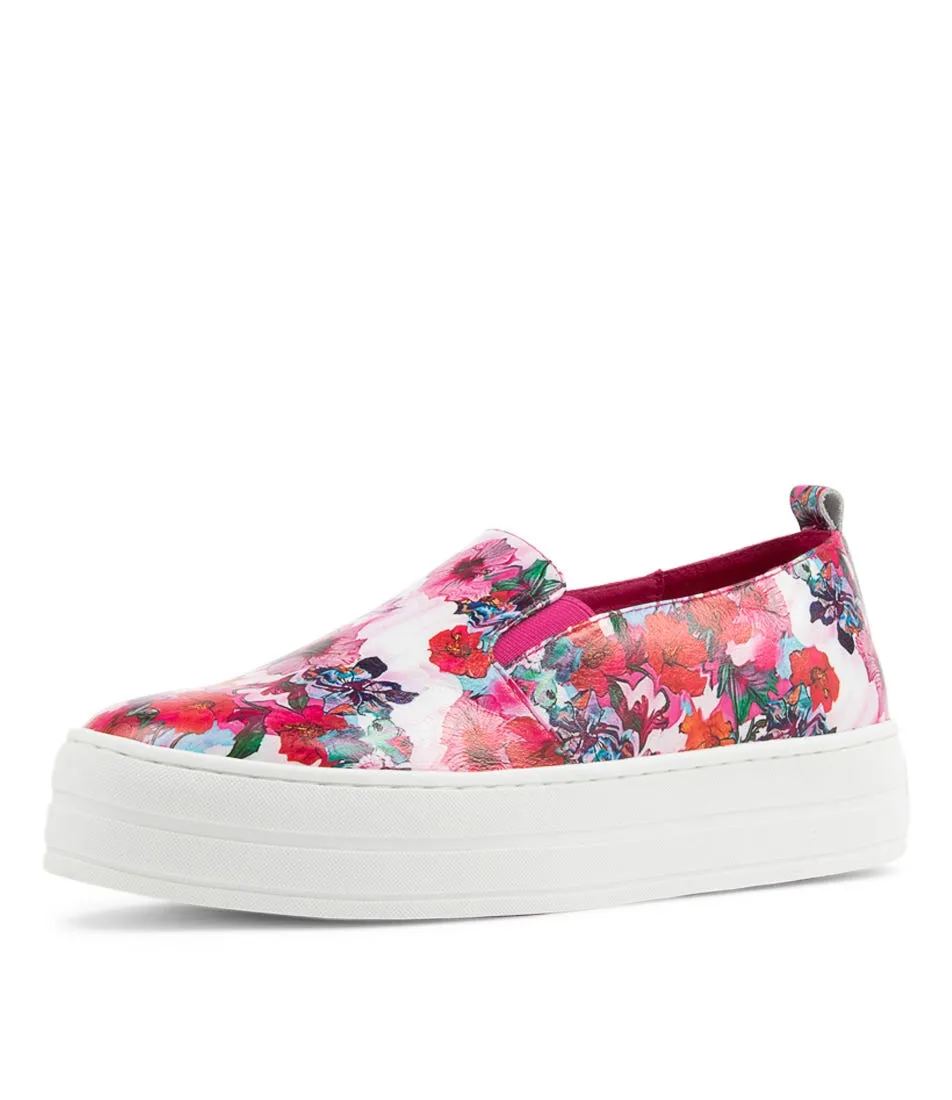 DJANGO & JULIETTE Sina Poppy Print Leather Sneakers Ws