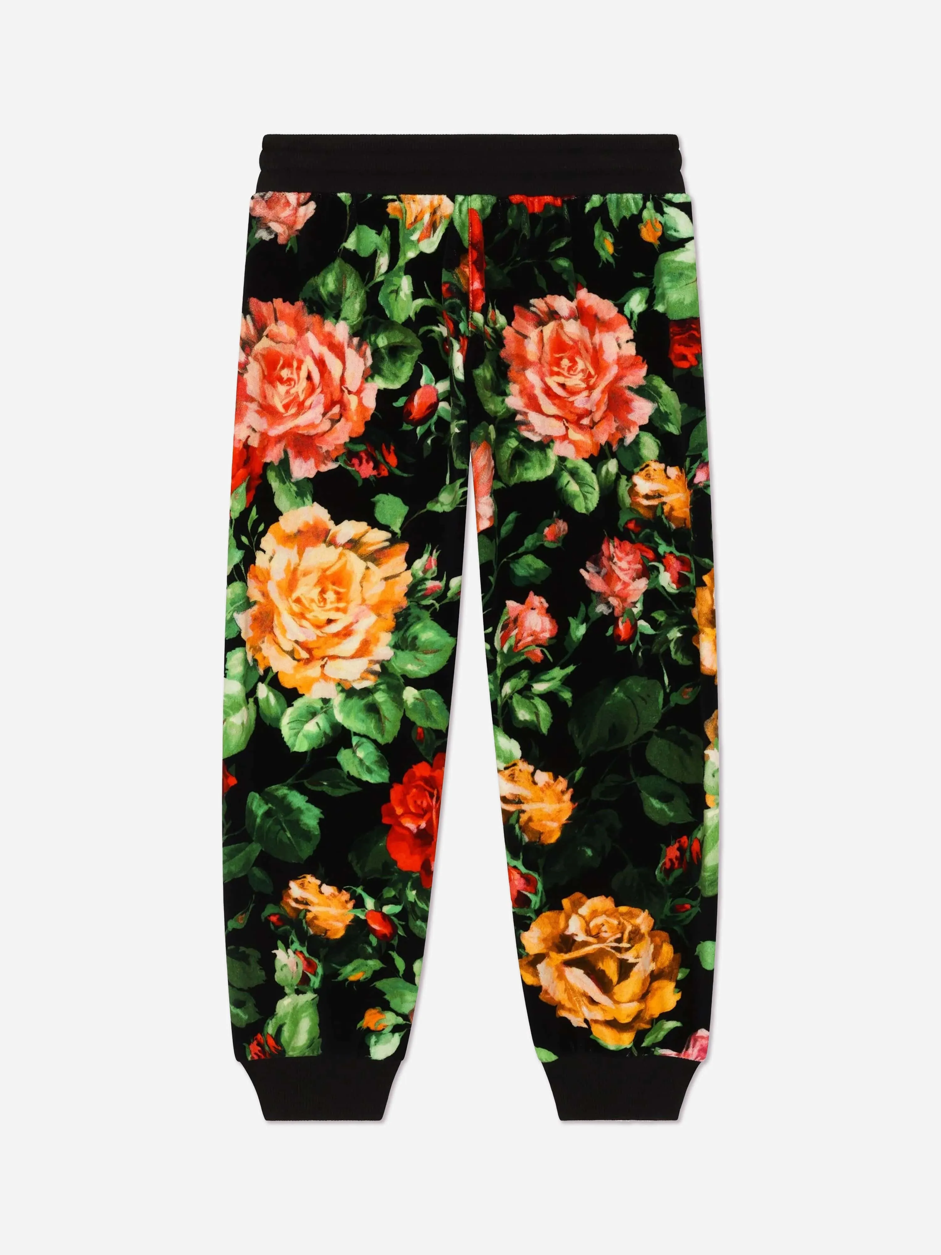 Dolce & Gabbana Girls Rose Print Joggers in Multicolour