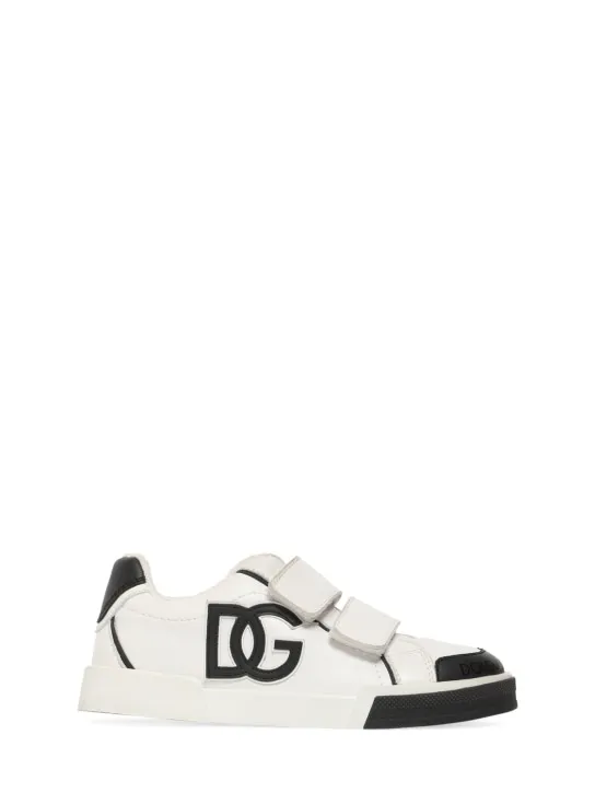 Dolce&Gabbana   Logo print leather strap sneakers 