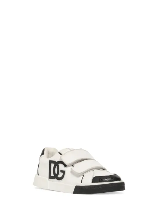 Dolce&Gabbana   Logo print leather strap sneakers 