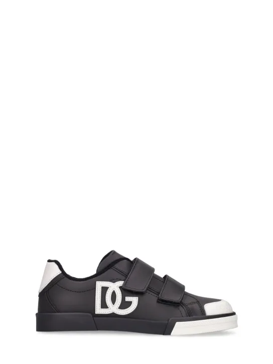 Dolce&Gabbana   Logo print leather strap sneakers 