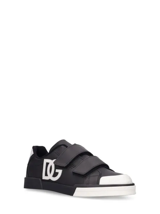 Dolce&Gabbana   Logo print leather strap sneakers 