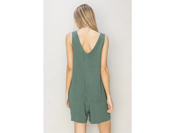 Double Zero Women's V-Neck Pocket Romper