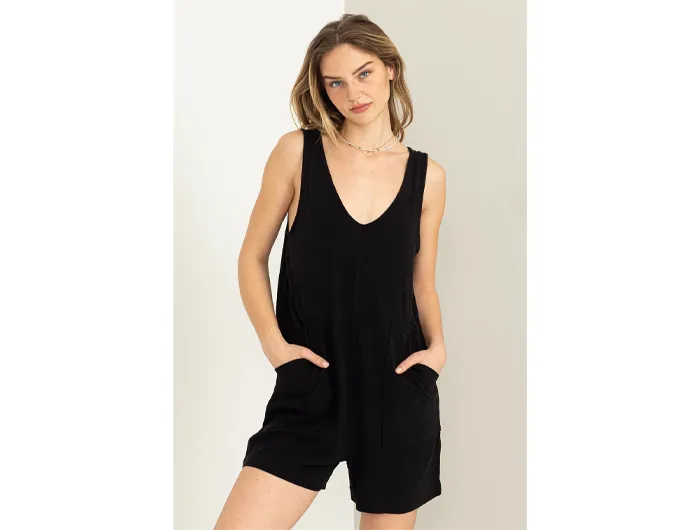 Double Zero Women's V-Neck Pocket Romper