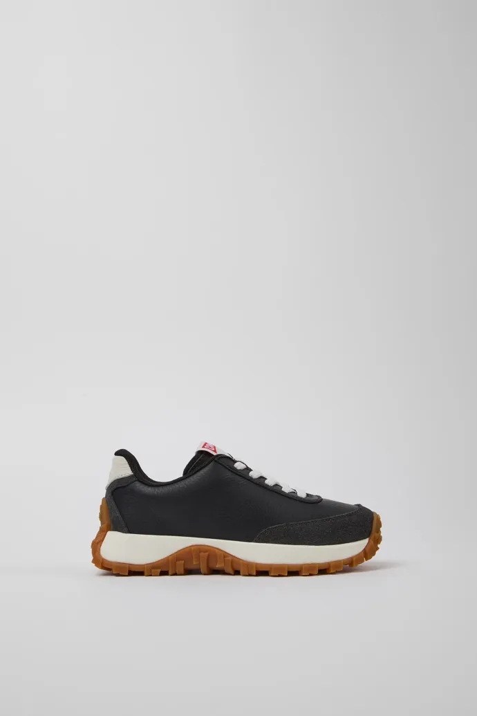 Drift Trail Black leather and nubuck sneakers for kids