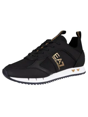 EA7 Side Logo Synthetic Trainers - Black/Gold