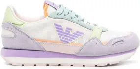 Emporio Armani logo-patch panelled sneakers Purple