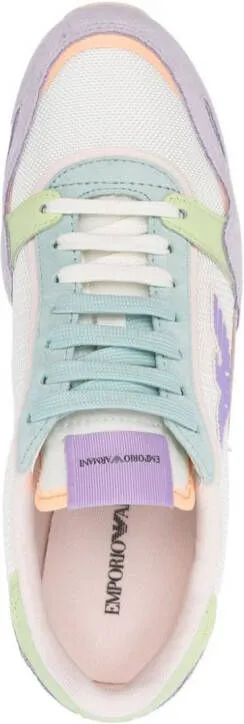 Emporio Armani logo-patch panelled sneakers Purple