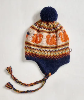 fairisle ear flap hat - indigo squirrel