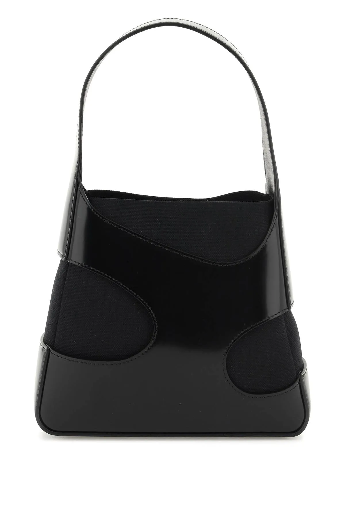 FERRAGAMO Black Leather Handbag with Cut-Out Details for Women