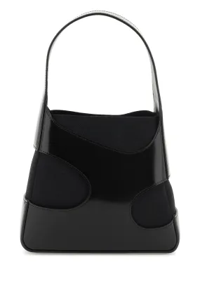 FERRAGAMO Black Leather Handbag with Cut-Out Details for Women