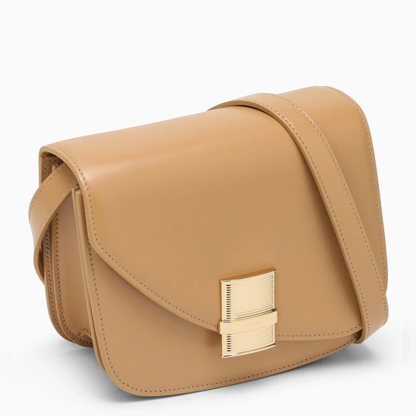 Ferragamo    Ferragamo Fiamma S Camel Coloured Shoulder Bag