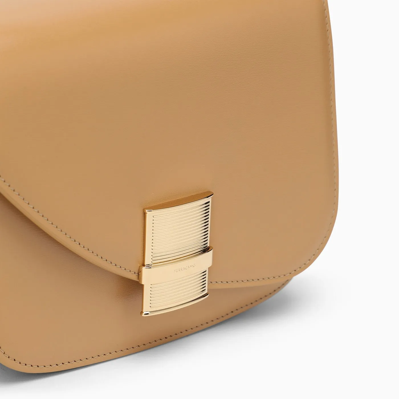 Ferragamo    Ferragamo Fiamma S Camel Coloured Shoulder Bag