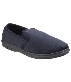 Fleet & Foster Mens John Twin Gusset Memory Foam Slipper (Navy) - UTFS3817