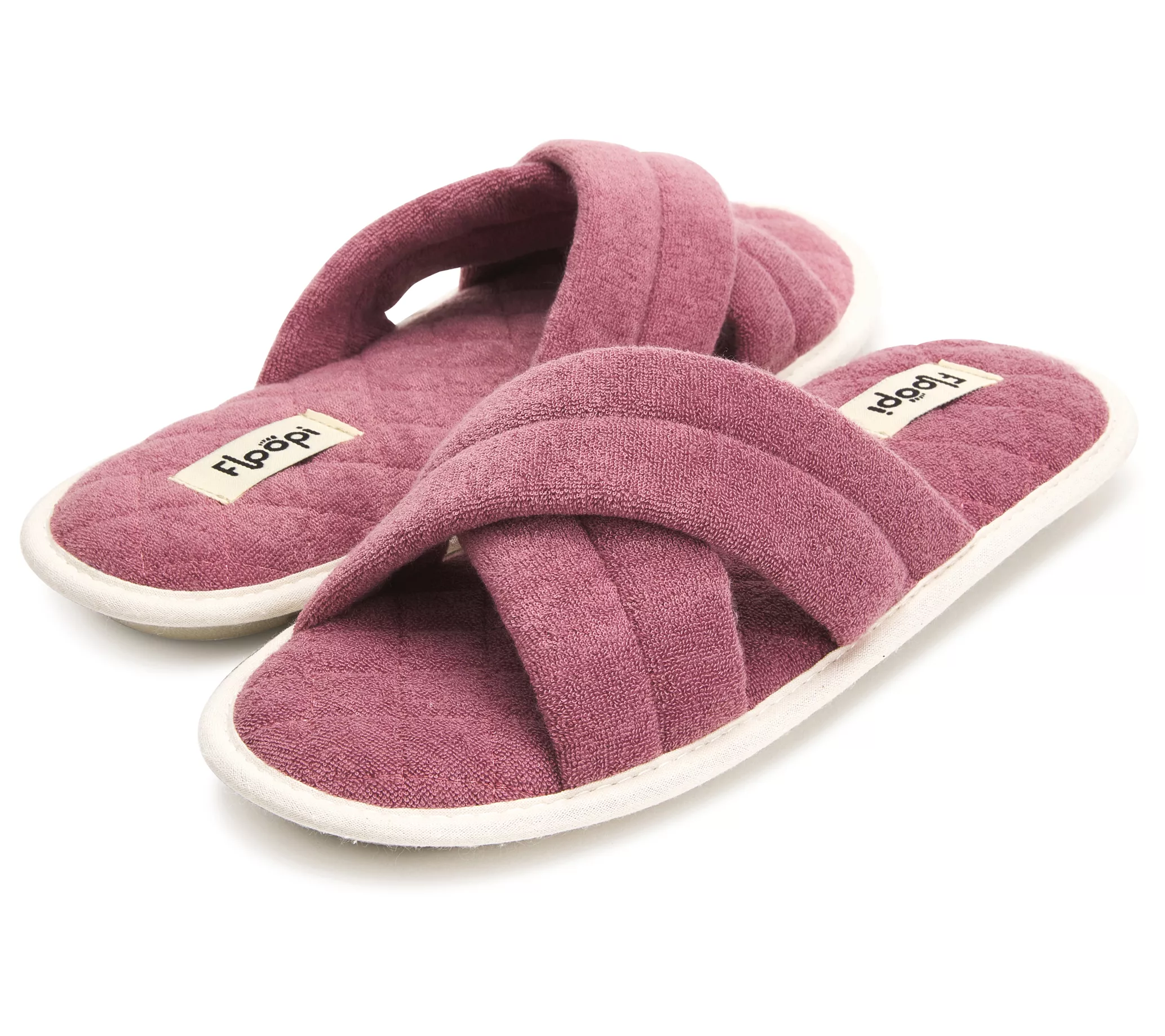 Floopi Brooke Quilted Crisscross Slide Terry Op en Toe Slipper