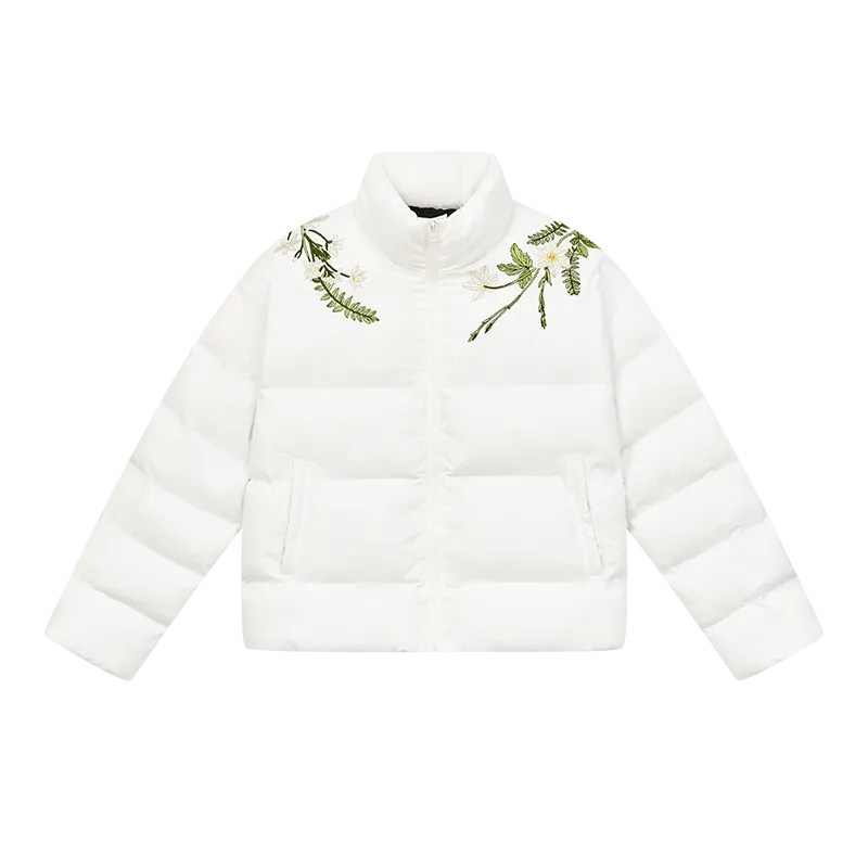 Floral Embroidered Loose Padded Jacket