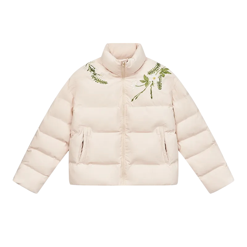 Floral Embroidered Loose Padded Jacket