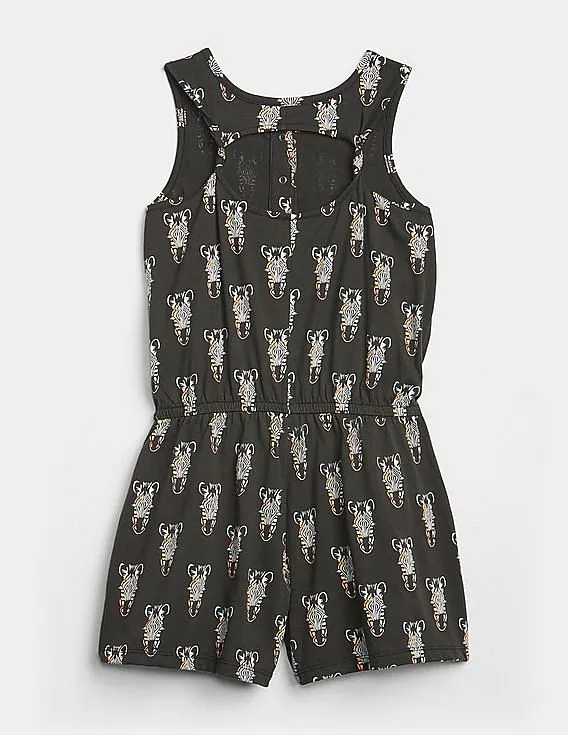 GAP Girls Black Print Twist-Back Romper