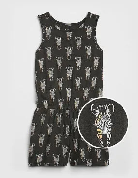 GAP Girls Black Print Twist-Back Romper