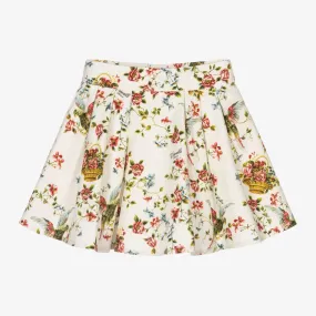 Girls Ivory Floral Skirt 