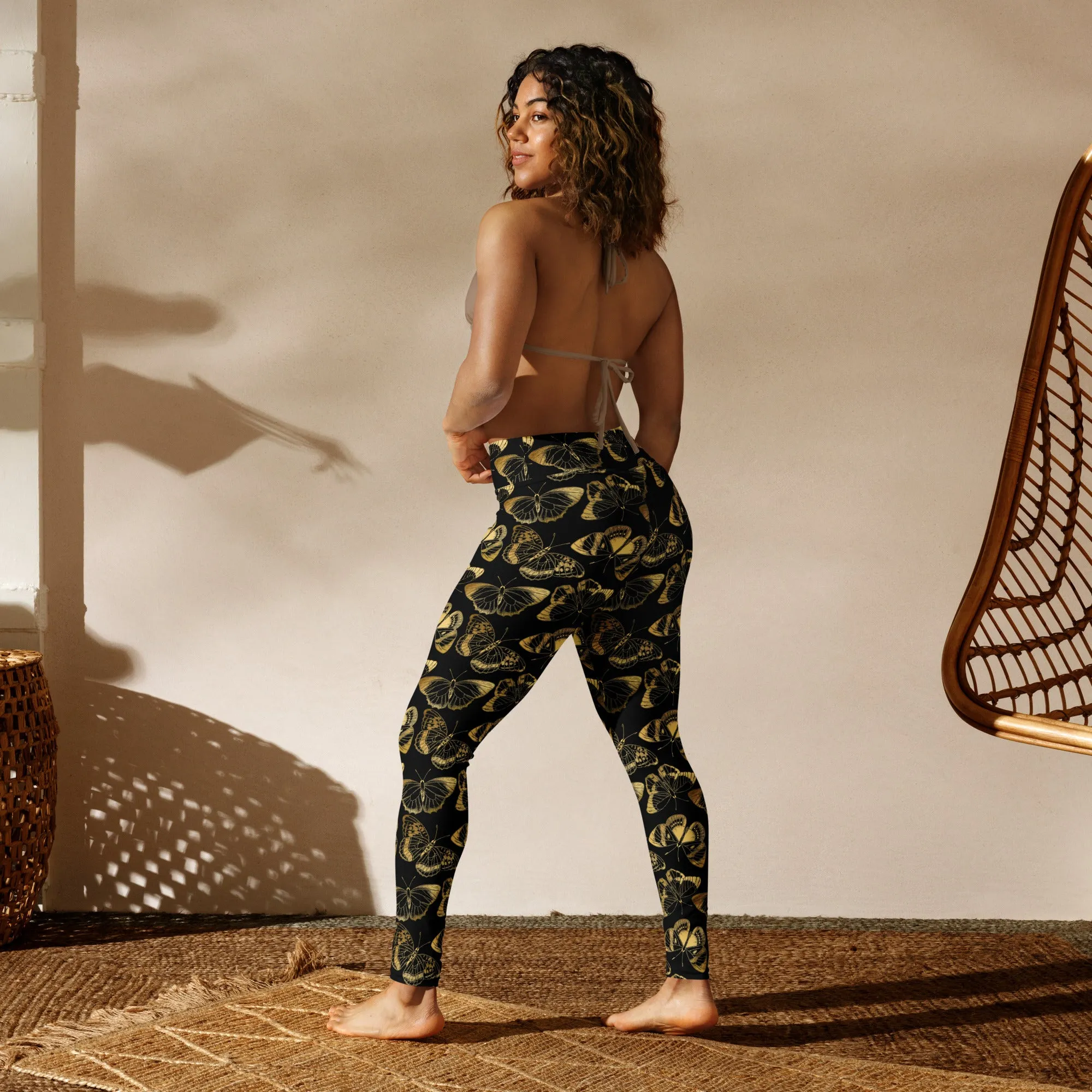 Gold Butterfly Yoga Leggings