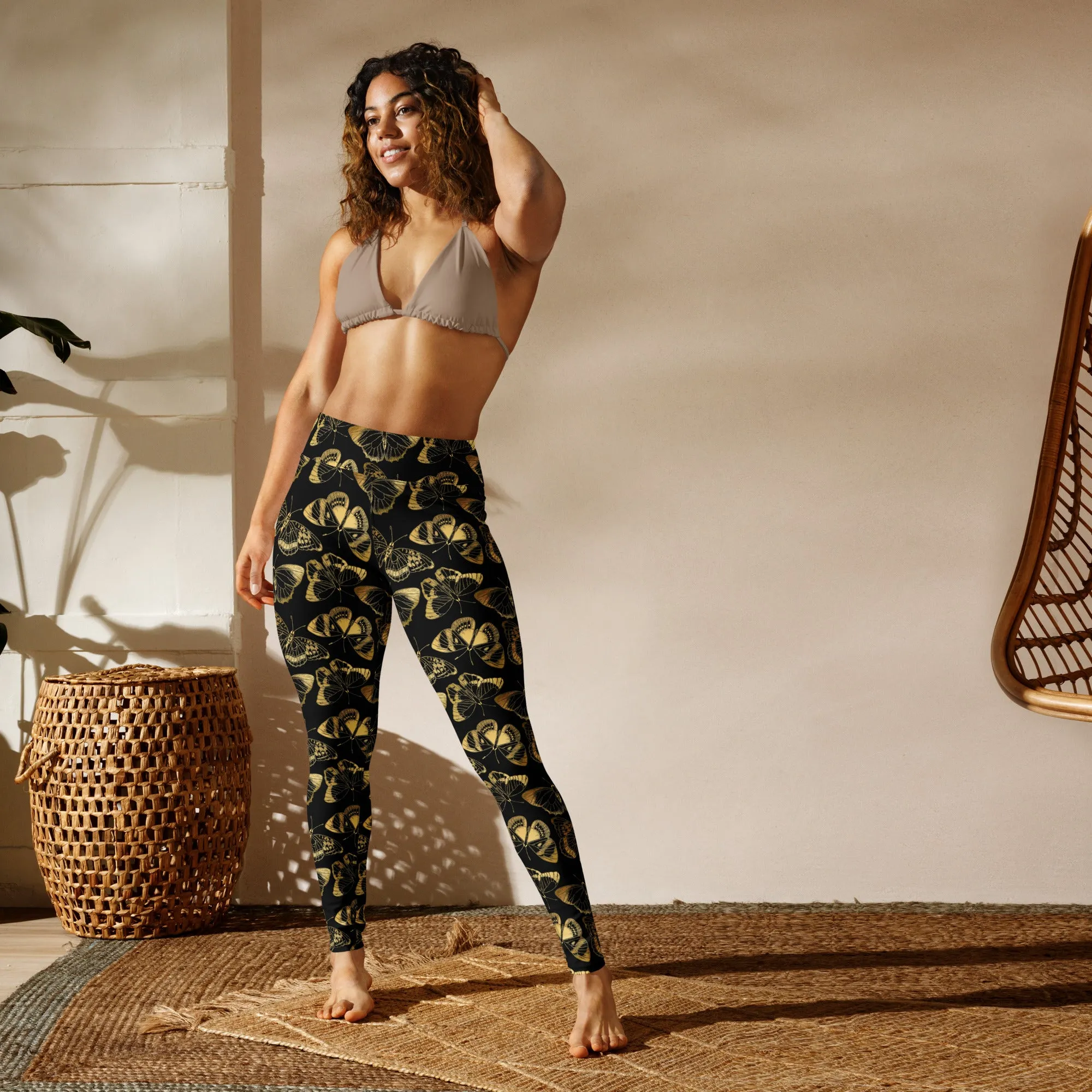 Gold Butterfly Yoga Leggings