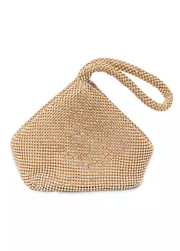 Gold Diamante Dua Pouch Handbag by Paradox London | Look Again