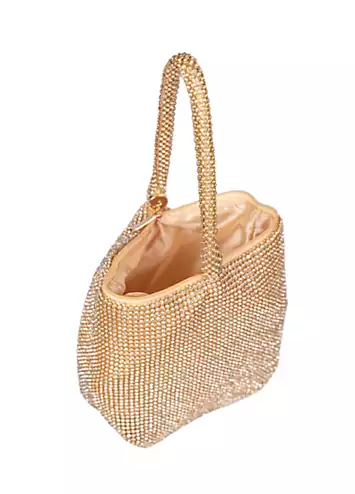 Gold Diamante Dua Pouch Handbag by Paradox London | Look Again