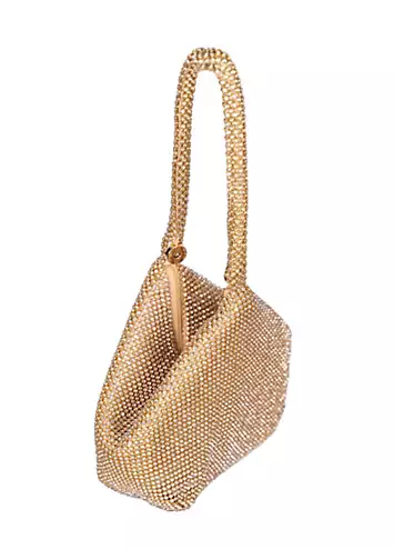 Gold Diamante Dua Pouch Handbag by Paradox London | Look Again