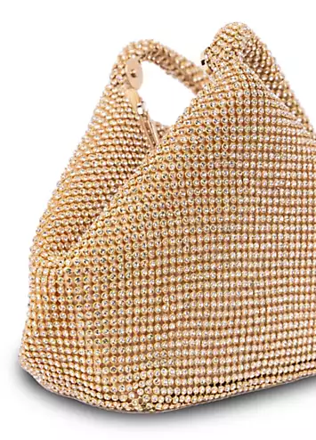 Gold Diamante Dua Pouch Handbag by Paradox London | Look Again