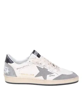 GOLDEN GOOSE BALLSTAR SNEAKERS IN WHITE AND GRAY LEATHER AND SUEDE