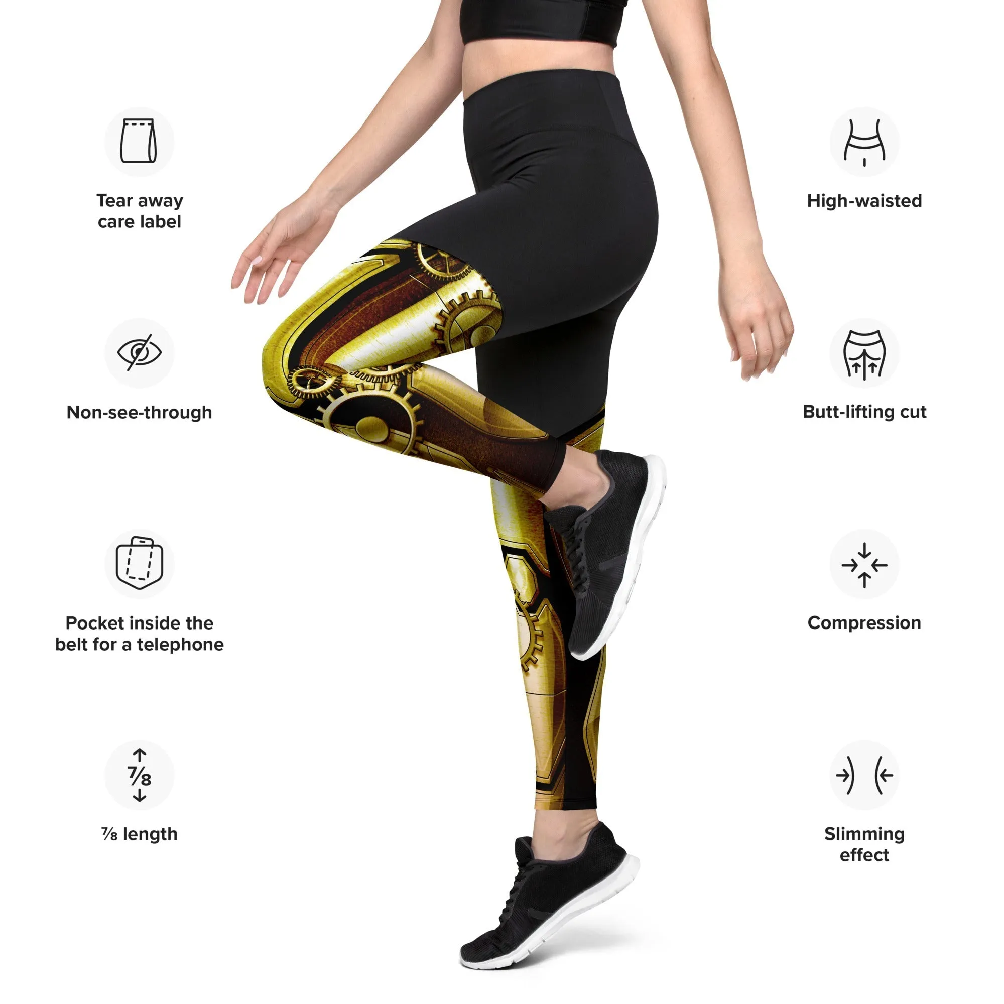 Golden Machine Compression Leggings