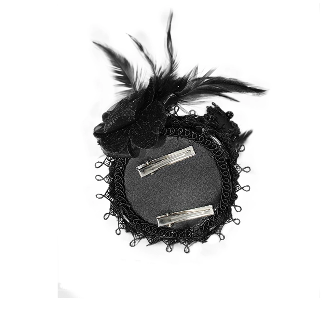 Gothic Women's Embroidered Feather Mini Hat