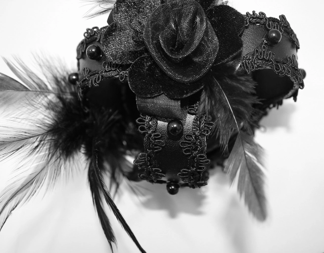 Gothic Women's Embroidered Feather Mini Hat