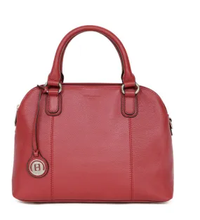 Handbag with 2 handles in red calfskin 463793