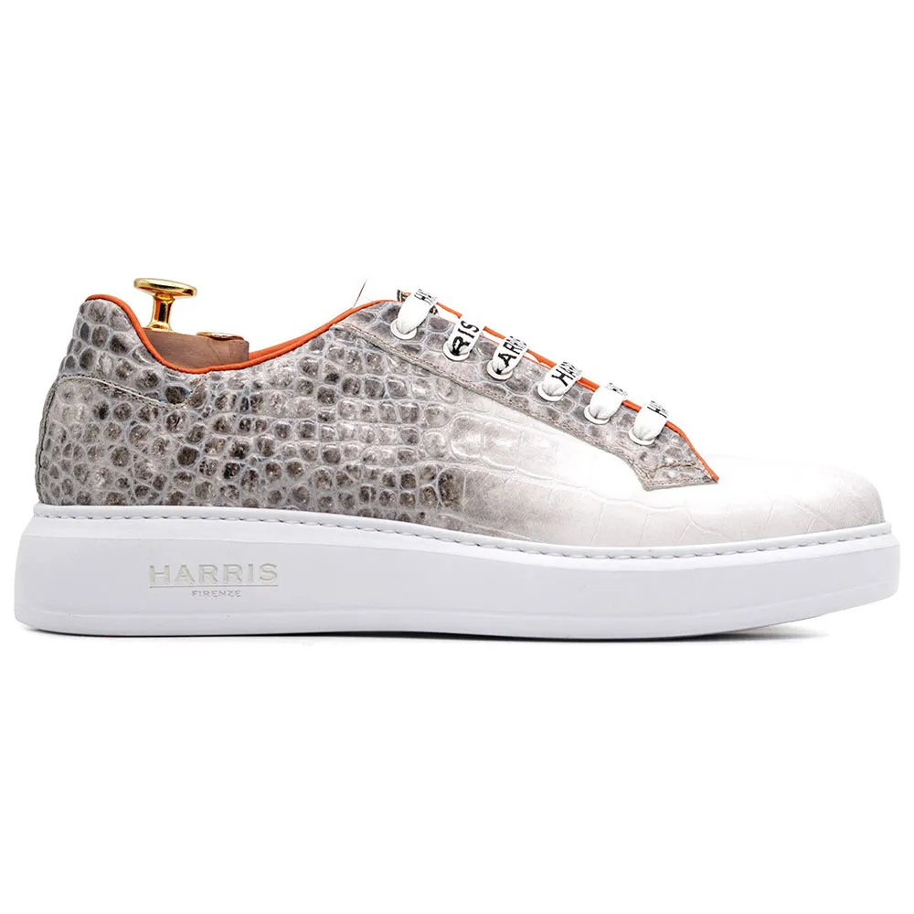 Harris Firenze 1913 Crocodile Print Sneakers Grey