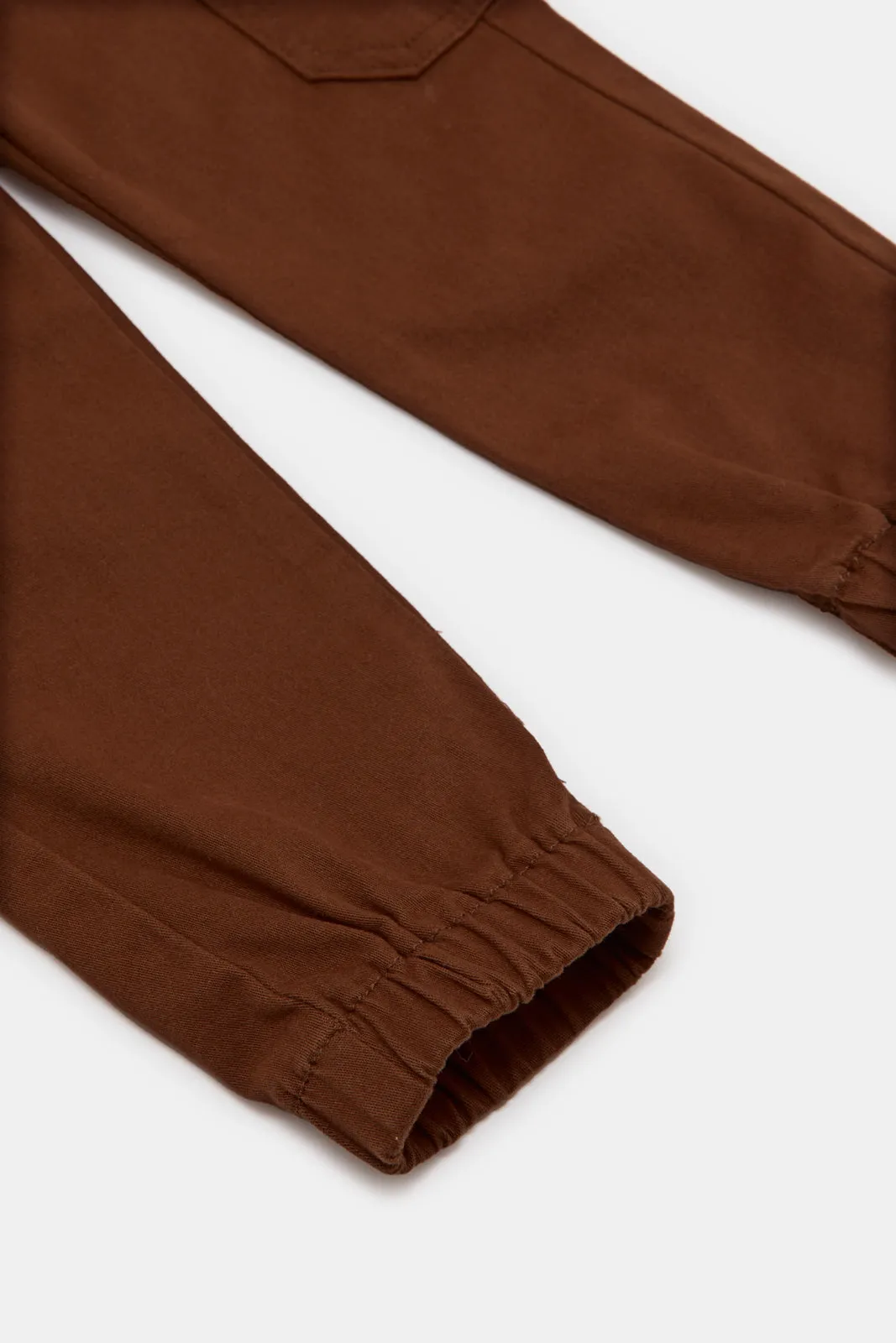 Infant Boys Brown Twill Cargo Joggers