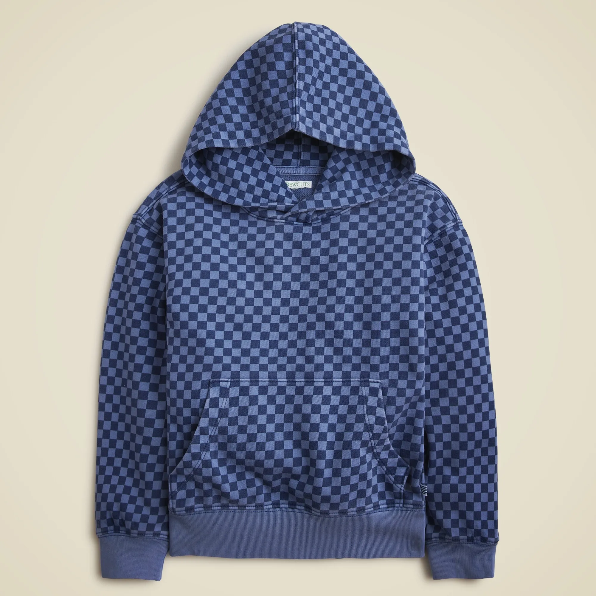 KID by Crewcuts garment-dyed hoodie in checkerboard print