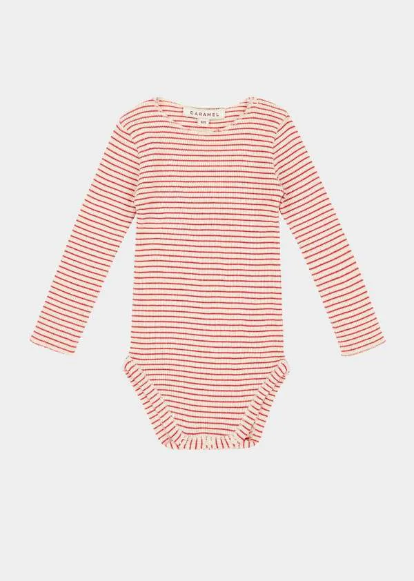 Kids Caramel HANAU BABY ROMPER - REDCURRANT/CREAM