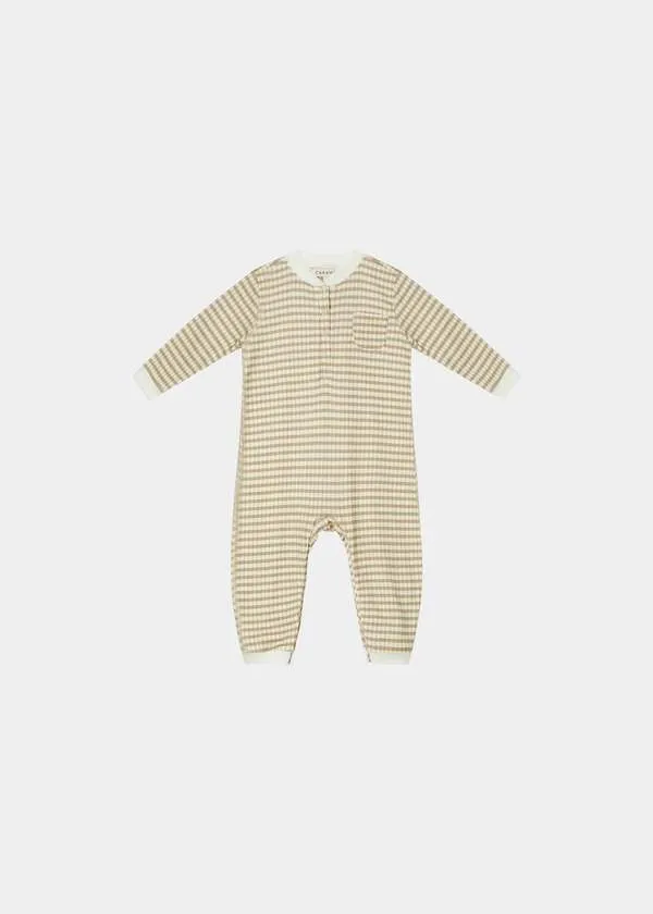 kids Caramel TOADFISH BABY ROMPER - CHECK PRINT