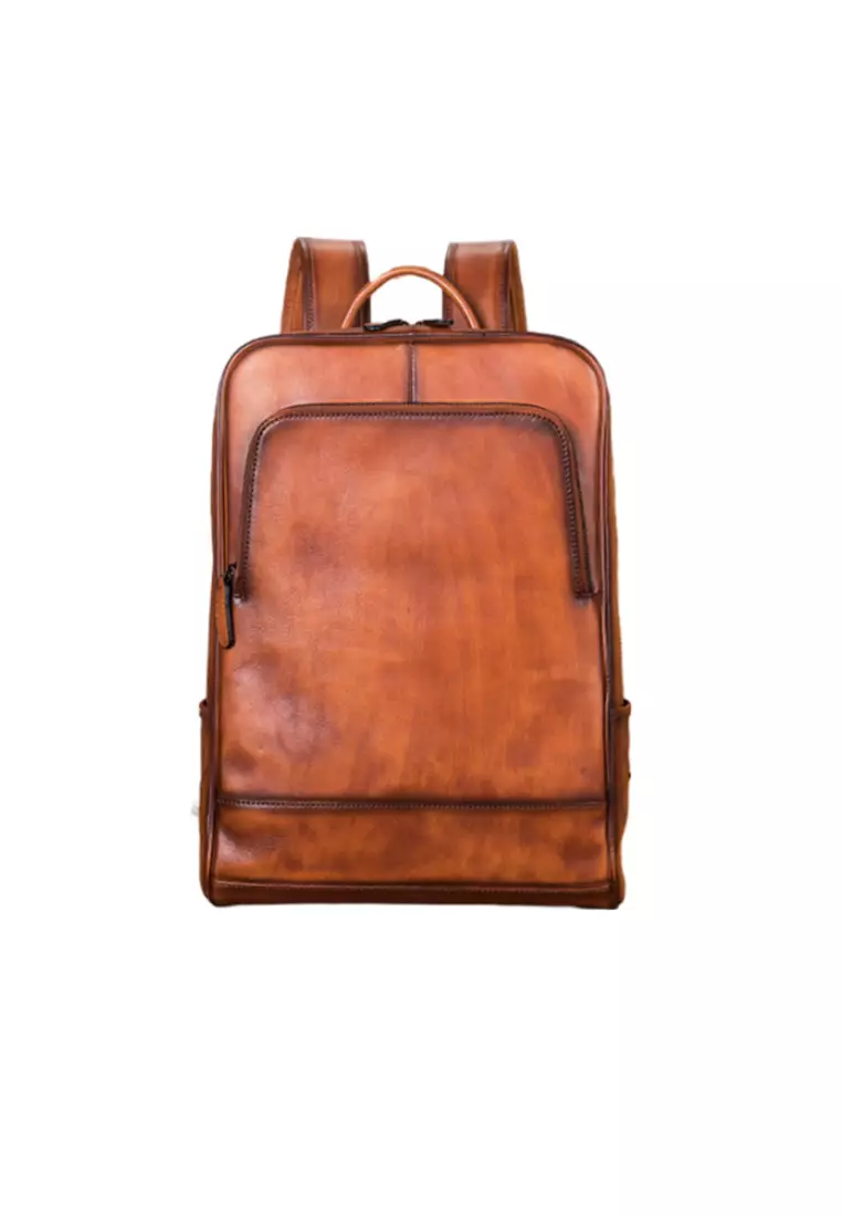 Lara Men's Retro Rubbing Cow Leather Business Backpack