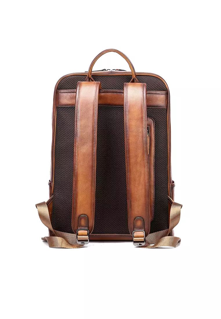 Lara Men's Retro Rubbing Cow Leather Business Backpack