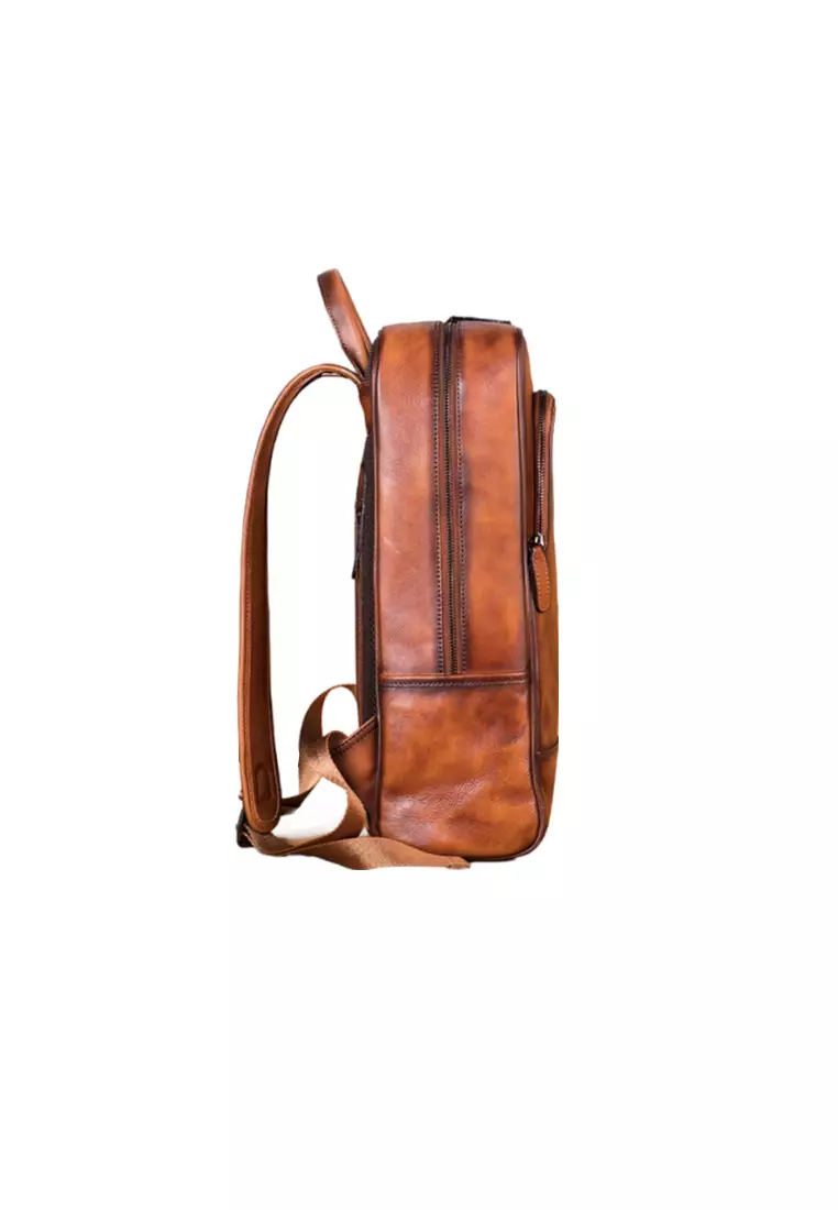 Lara Men's Retro Rubbing Cow Leather Business Backpack