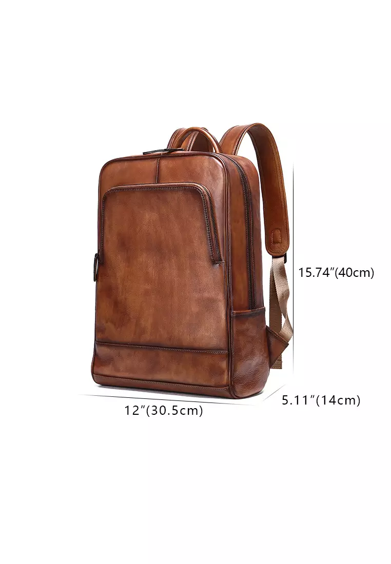 Lara Men's Retro Rubbing Cow Leather Business Backpack